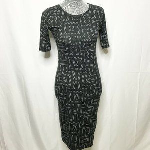 LulaRoe Women Dress XXS Black White Square Geo